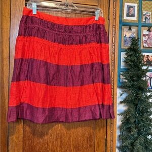 LOFT Red and Purple Striped A-Line Skirt